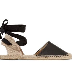 Soludos Black and Tan Espadrille Shoes Classic Slip-On